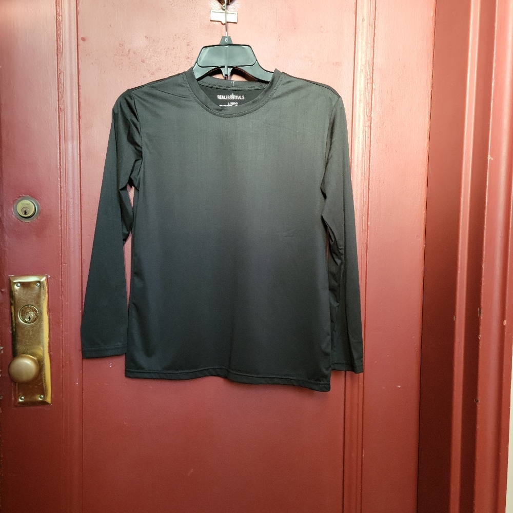 REALESSENTIALS BLACK LONGSLEEVE TOP SIZE L (13/14).